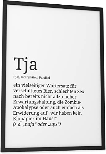 Papierschmiede® Definition: Tja, DIN A3 (30x42 cm), Poster für Wohnzimmer, Schlafzimmer, Küche, Esszimmer, Wandbild Geschenk Wanddeko - ohne Rahmen