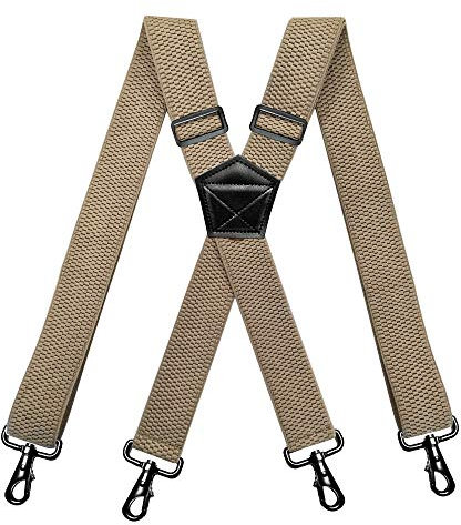 RIONA Herren Hosenträger Breit 3.8 cm mit 4 Karabinerhaken Lang Einheitsgröße für Männer und Damen Einstellbar und Elastisch X-Back Heavy Duty