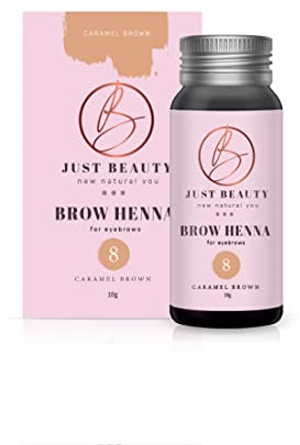 JUU7S CL0076 Just beauty (caramel brown) henna 10g .35 oz | polvo 100% natural para colorear y tonificar las cejas -kit profesional-