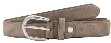 Leslii Premium Gürtel echter Leder-Gürtel Antik tauper Gürtel Rind-Veloursleder Naht Taupe Silber Größe 100