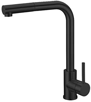 IMEX Malta - Grifo de cocina monomando con Ducha Extraíble, Grifo para Fregadero, Grifo de Cocina Monomando color Negro Mate GCE006/NG