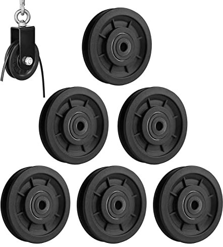 jiuzcare Seilrolle 6 Stücke 90mm Umlenkrolle Kunststoff Fitness-Umlenkrolle mit Kugellager Universallager Riemenscheibe für Gym Fitnessgeräte Ersatzteil Garagentor Umlenkrollen Seilwinde