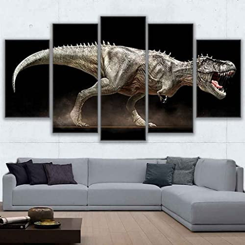 JBUTXE Leinwand Bilder Tier Dinosaurier Leinwandbild, auf Leinwand Gedrucktes Kunstwerk 5-teilig, Foto auf Leinwand für Wanddekoration Design Wohnzimmer Wohnkultur (Kein Rahmen) 200x100cm (B x H)