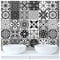 24pcs Moroccan Tile Stickers 15x15cm Bathroom Tile Stickers for Kitchen Transfers Cover Stick On Tiles Peel and Stick Wall Decals Waterproof 6x6,Black and White