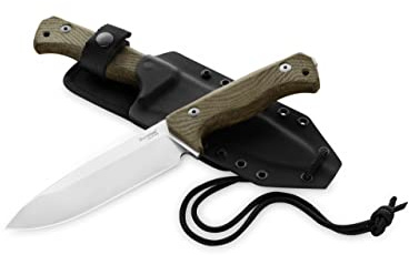LIONSTEEL T6 CVG Bushcraft Fixed Blade 1/999 Knife K490 Steel and Green Micarta Hunting Knives