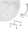 KOLMAN Badewanne STANDARD Eckbadewanne 120x120 ohne Verkleidung, Ablaufgarnitur und Füßen Komplettset 3in1 Premium Original Acryl Wanne Siphon