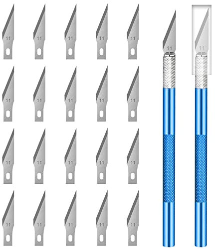 Zimoer Cutter Di Precisione, Taglierino Di Precisione, Precisione, 2 Pz Bisturi Con 20 Lame Taglierino, Coltello Da Intaglio Artistici, Bisturi Modellismo/Fai Da Te/Taglio Pane/Artistici (Blu)