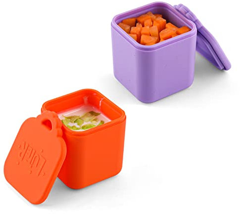 LUTER 2St Dip Behälter, Nur Passend für OmieBox, Die Neu Gestaltet Ist, Gewürzbehälter mit Deckel 4oz Silikon Salatdressing Behälter mit Deckel für Schulesse Picknick Reisen