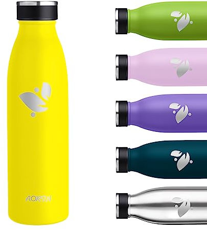 AORIN Water Bottle, 500ML Vaccum Insulated Water Bottle, Reusable Stainless Steel Flasks - Leakproof, BPA-Free, Hot/Cold Drinks Bottle for Kids, Sports, School, Office, Outdoor