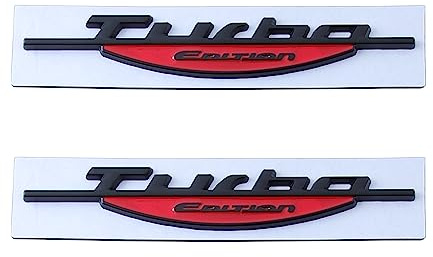 Turbo-Edition-Emblem-Autoabzeichen-Aufkleber, passend für universelle Autos, Schwarz, Rot, 2 Stück