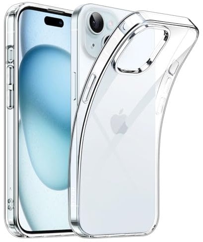 JETech Case for iPhone 15 6.1-Inch, Soft TPU Transparent Slim Protective Phone Cover with Shock-Absorption, Support Wireless Charging (Clear)