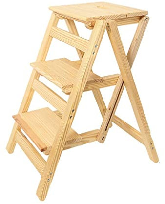 Küchen-Tritthocker, 3-stufiges Leiterregal, Bücherregal, zum Anlehnen, für Zuhause, Büro, freistehend, Holzrahmen, Dekor, Bücherregal, Aufbewahrung, Blumenregal