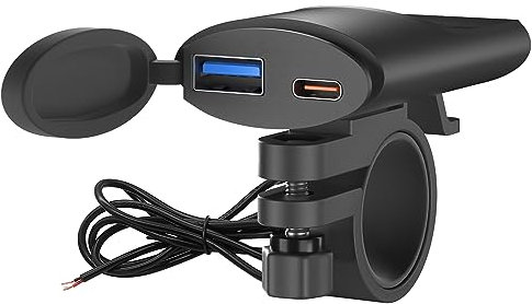 SYCEES Zigarettenanzünder für Motorrad, USB & Typ C Dual Ladegerät Adapter Steckdose mit Schalter, QC3.0 Schnellladung