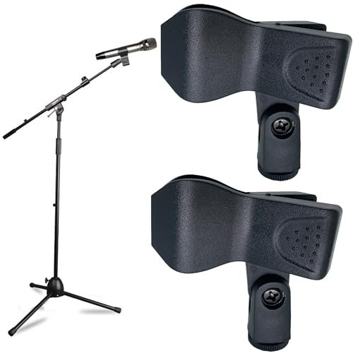 DHER 2 Pièces Clip de Pied de Micro, Pince de microphone universelle Ponce de microphone pratique Clip de Microphone Universel Clip Microphone pour Microphone sans Fil et à Main Support Diffusion