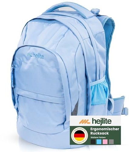 hejlite Schulrucksack Teenager ab 5. Klasse [ergonomisch leicht] blau 30 l | Entwickelt in Germany | Schulranzen Jungen 5 Klasse | Schulrucksack Jungen | Schulranzen Mädchen 5.Klasse | Schultasche
