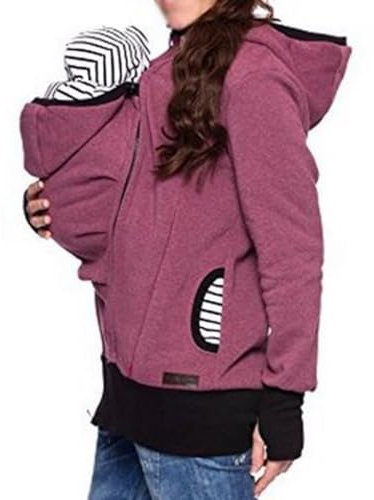 MZYZPPBD Giacca Portabebè 3 in 1 in Pile con Zip Felpe con Cappuccio maternità Stile Canguro Donna Felpa per maternità del Portare Bambino per La Primavera L'autunno E l'inverno,B,S