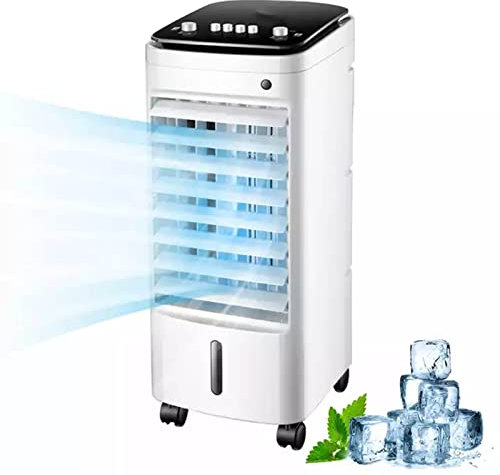VELLOW Evaporative Air Cooler, 3 Air Speeds, 4L Large Capacity, Wide Angle Air Supply, Portable Bladeless Cooling Fan for Bedroom, Office, Dining Room, Kitchen