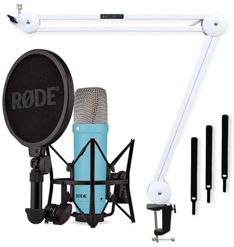 Rode NT1 Signature Blue Studio Microphone + Keepdrum MS138 Articulated Arm Tripod White