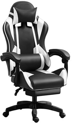 IZTOSS Silla Gaming Ergonómica - Silla Gamer con Respaldo Regulable, con Reposacabezas, reposabrazos y Soporte Lumbar (ED-Blanc)
