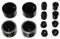 Paxanpax PCK686 Universal Black/Stainless Steel Oven Knob Kit with Two Adapters - Pack of 4