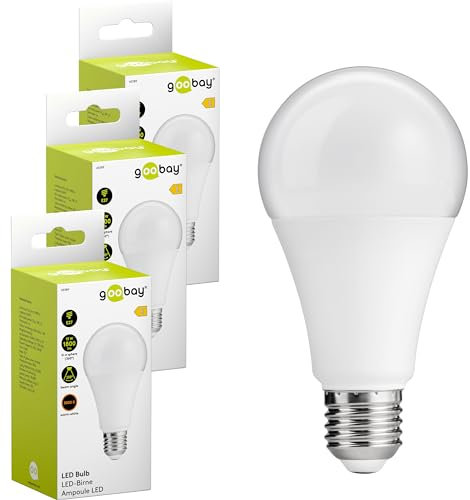 goobay 74110 E27 LED Birne 15 Watt - Warmweiße Lampe für E27 Fassungen - Energiesparend, Mattiert - Ersatz für Glühbirne - 3 Stück, Weiß
