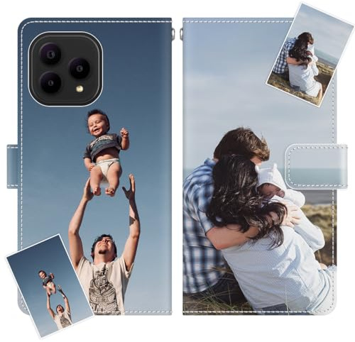 JGOYGYI Personalisierte Leder Handyhülle kompatibel mit Wiko Power U30 U10 U20 Y82 Y81 Y80 Y62 Plus Y61 Y60 Y52 Y51 Y50 View5 4,Individuelle Text Bildern Foldable Flip Klapphüllen Case hülle