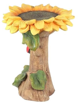 Resin Sunflower Bird Bath - Colorful Sunflower Bird Water Feeder - Decorative Weatherproof Feeding Bowl Ornament for Garden Yard Lawn Outdoor