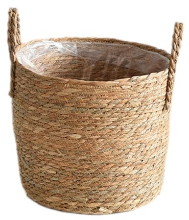 WZTHLF Blumentöpfe für den Innenbereich, Pflanzkorb mit Griffen, Korb, Blumentöpfe, Pflanzgefäß, gewebte Pflanztöpfe, Stroh, Pflanzgefäß, Lebensmittel-Spielzeug, Aufbewahrungskörbe (XXL-Größe)