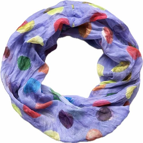 Jeamis Kreis Seide Loop Farbverlauf Frühling Rundschal Rainbow Unisex Sommer Leicht Schal Stola Dots (KreisA Lila)