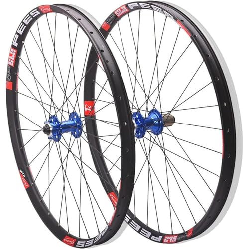 Fahrrad-Radsatz 26 27,5 29 Zoll Fahrrad-Radsatz, Vorder-/Hinterrad-Radsatz Felge 7-12 Geschwindigkeit Scheibenbremse Mountain Road Fahrradräder Radsatz(Blue,26inch)