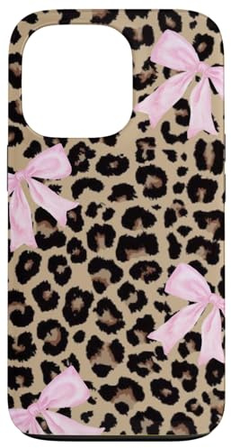 Light Pink Ribbon Bow Coquette On Cheetah Leopard Print Case for iPhone 13 Pro