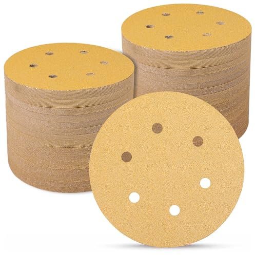 Sanding Discs 150mm 100 Pcs, 60 Grit 6 inch 6 Holes Hook and Loop Orbital Sander Discs, Sanding Pads for Random Orbital Sander Pads and All Oscillating Tools