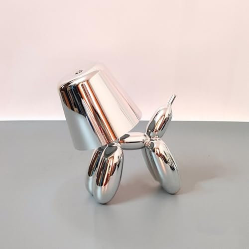AoLa LED Akku Tischlampe Deko Ballon Hund Tischleuchte mit Touch Steuerung Dimmbar Nachttischlampe USB Kabellose Kreative Cartoon Haustier Hund Kinderlampe Innen Außen Tragbar Nachtlicht,Silber