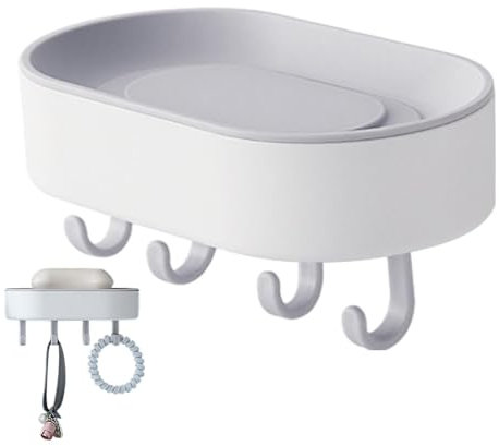 Bohany Porte-savon pour barre de douche, porte-savon avec drainage, porte-savon mural avec crochet, économiseur de savon