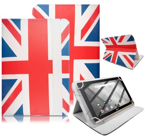 9 Inch Tablet Case Universal Fit, Premium PU Leather Flip Stand Cover Compatible With Most 9 Tablets - UK Flag Flip