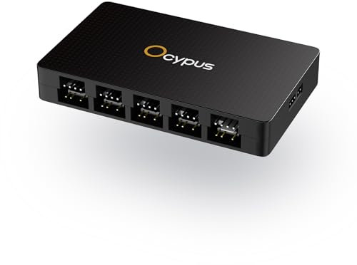 Ocypus Delta EH10 10-Port Fan Hub for Computer Case- 4-pin PWM or 3-pin ARGB Controller, Magnetic Mount, 5V/12V Support, Smart Protection (BK)
