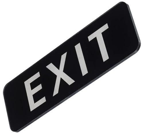 TOP-VIGOR Selbstklebendes Exit-Schild, Acryl, 15,2 x 5,1 cm, wasserdicht, Türaufkleber, Wandmontage, Schild für Büro, Geschäft, Hotel, Schwarz