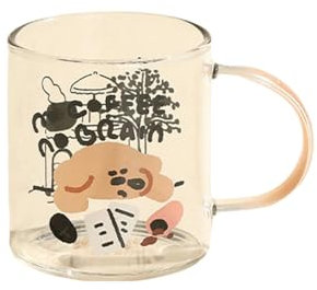 CAPIJIONG Mini taza de té personalizada de cristal de 150 ml, resistente al calor con una bonita taza para beber, sin café, sin cerebro