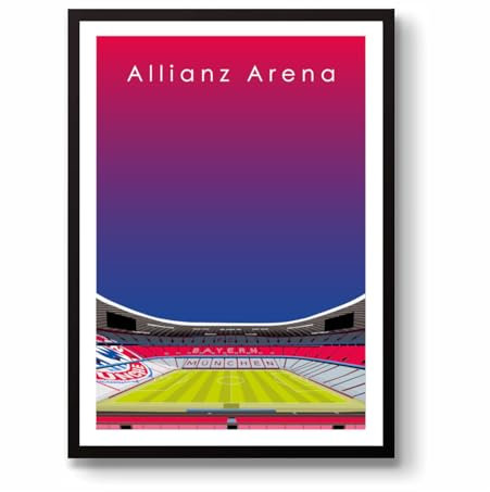 GroundDesigns FC Bayern München Fußball Geschenk Allianz ARENA Stadionkunst ungerahmt A3 Druck München