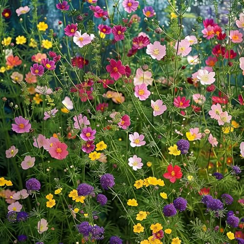 de semillas de flores silvestres semillas de flores silvestres, semillas de lecho elevado flores silvestres prado de flores semillas Jardín de rocas plantas resistentes, flores 500pcs
