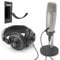 Samson C01U Pro Podcast Set mit USB Studio-Kondensatormikrofon + keepdrum HMP01 Wandhalter für Kopfhörer