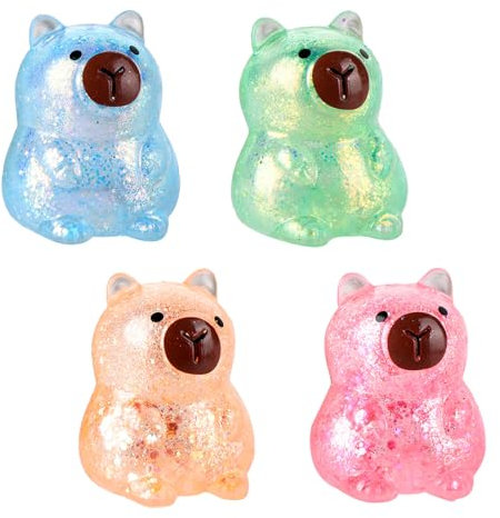 SPERMUOY Capybara Anti Stress Spielzeug, 4 Stück Capybara Squeeze Spielzeug Capybara Fidget Toy Stress Squeeze Spielzeug,Soft Capybara Toys Anti Stress für Erwachsene und Kinder