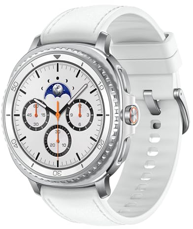 Samsung Galaxy Watch8 Classic 46mm, AI Smart Watch with Cushion Design and Rotating Bezels, with Hybrid Band and Wearable Display, LTE, White, 3 Year Extended Warranty (UK Version)