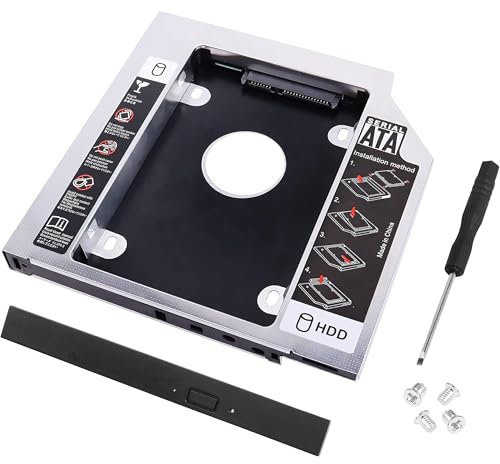 Adaptador conversor convertidor de Unidad óptica CD DVD Óptico Universal SATA Caddy de portátil y Laptop de 12.7 mm a SSD/HDD de 2,5 Pulgadas 51CH051