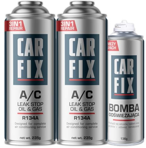 CARFIX, Kältemittel Ersatzgas r134a Auto Klimaanlage Nachfüllset - Klimaanlage Wohnmobil - entspricht 660g, 2 Dosen, 3in1, 235g,