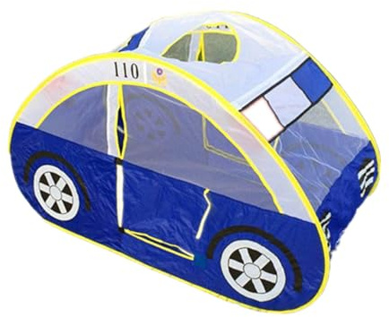 F Fityle Kinderspielzelt in Polizeiauto-Form, zusammenklappbar, zusammenzubauen, Indoor-Spielhaus, Spielzeughaus für die im
