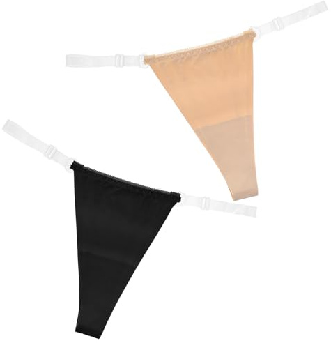 DIVINA VITAE Women's 2 Pack Clear Strap Thong Adjustable G String Thongs Invisible T-Back Underwear No Show Underwear Panties