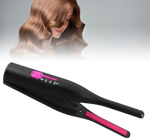 YUYTE Cordless Hair Straightener, 2 in 1 Travel Flat Iron Curler with Fast Heating Plates, Dual Voltage Mini Hair for Travel Home (Black)