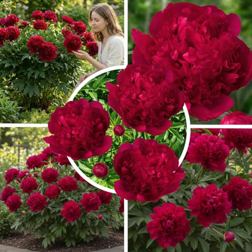 Pfingstrosen pflanzen Red - 1 Wurzel - Winterhart Mehrjährig | Rote Päonie großblütig aus Holland, Sorte Red Passion, stauden für Garten und Topf