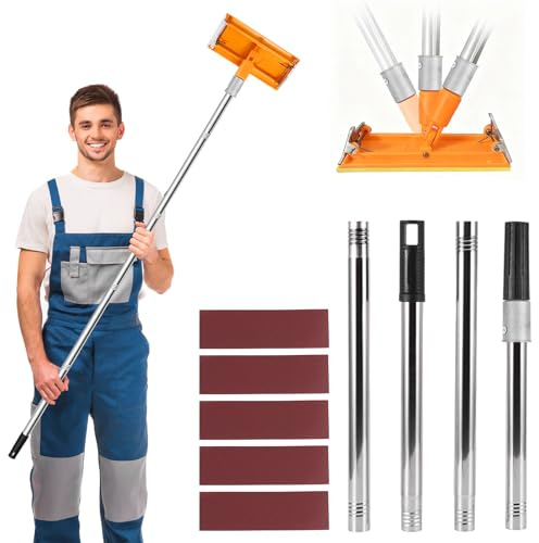 Pole Drywall Sander Manual Sander with Handle & Sanding Sheets for Wall | Wall Sanding Pole Square Radial Sander with Extension Pole, 360 Degree Rotation Wall Sanders for Painted Walls and Ceilings